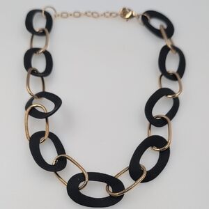 Black and Gold Chain paperclip Link Necklace